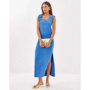 Lilly Pulitzer Bernice Maxi Dress, Size 4 Blue Bow Minimalist Resort Wedding